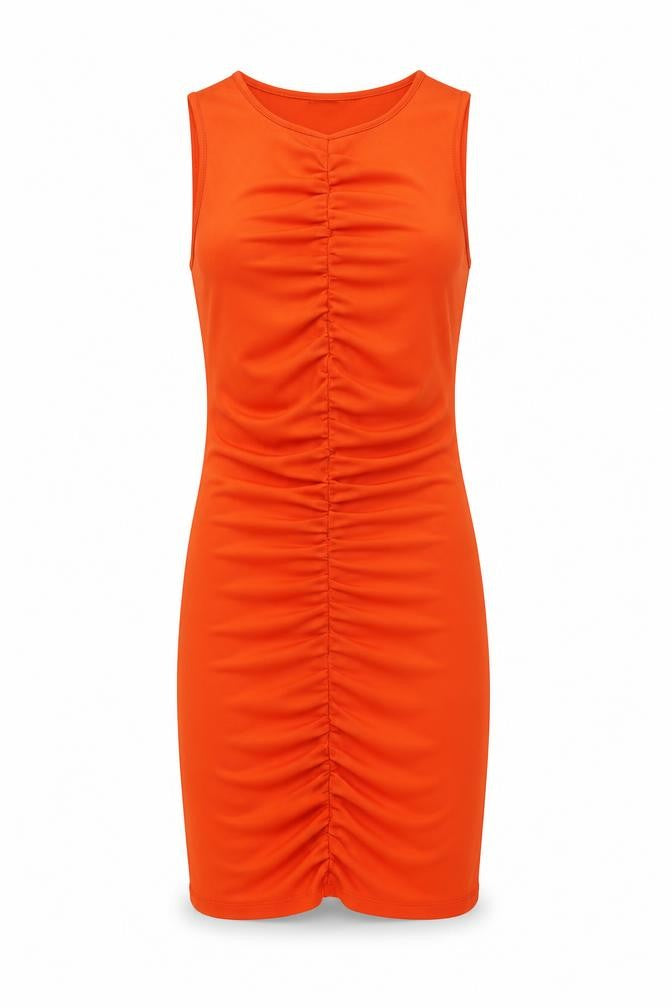 Zara Womens Orange Polyester Bodycon Size M Round Neck Pullover