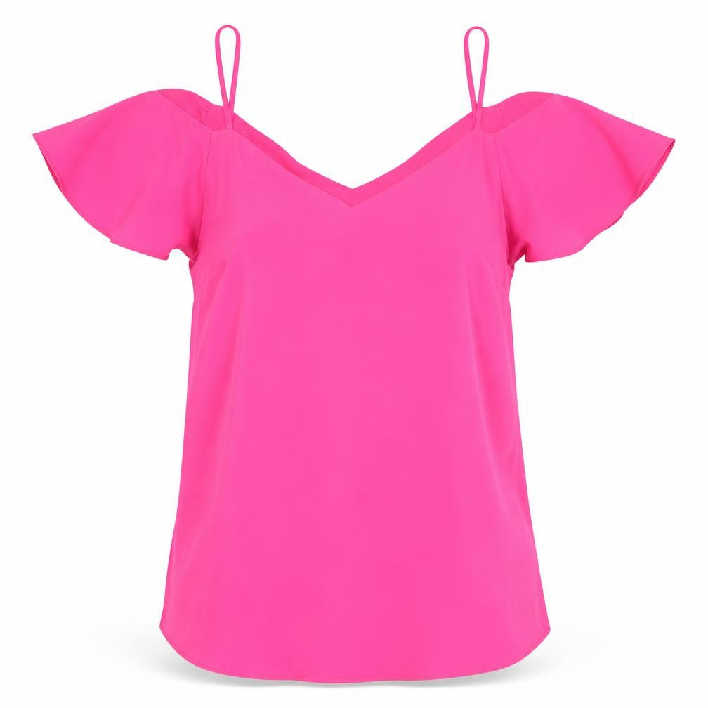 Oasis Womens Pink Polyester Basic Blouse Size 12 V-Neck