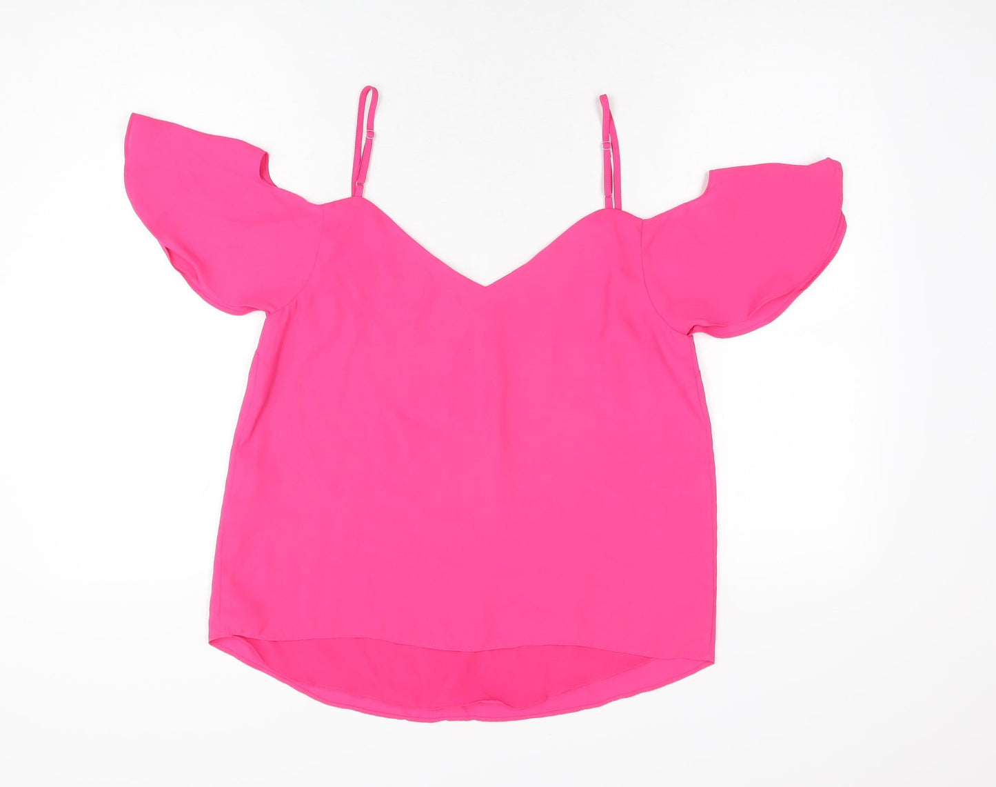Oasis Womens Pink Polyester Basic Blouse Size 12 V-Neck