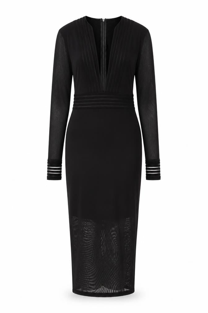Missguided Womens Black Polyester Bodycon Size 6 V-Neck Zip