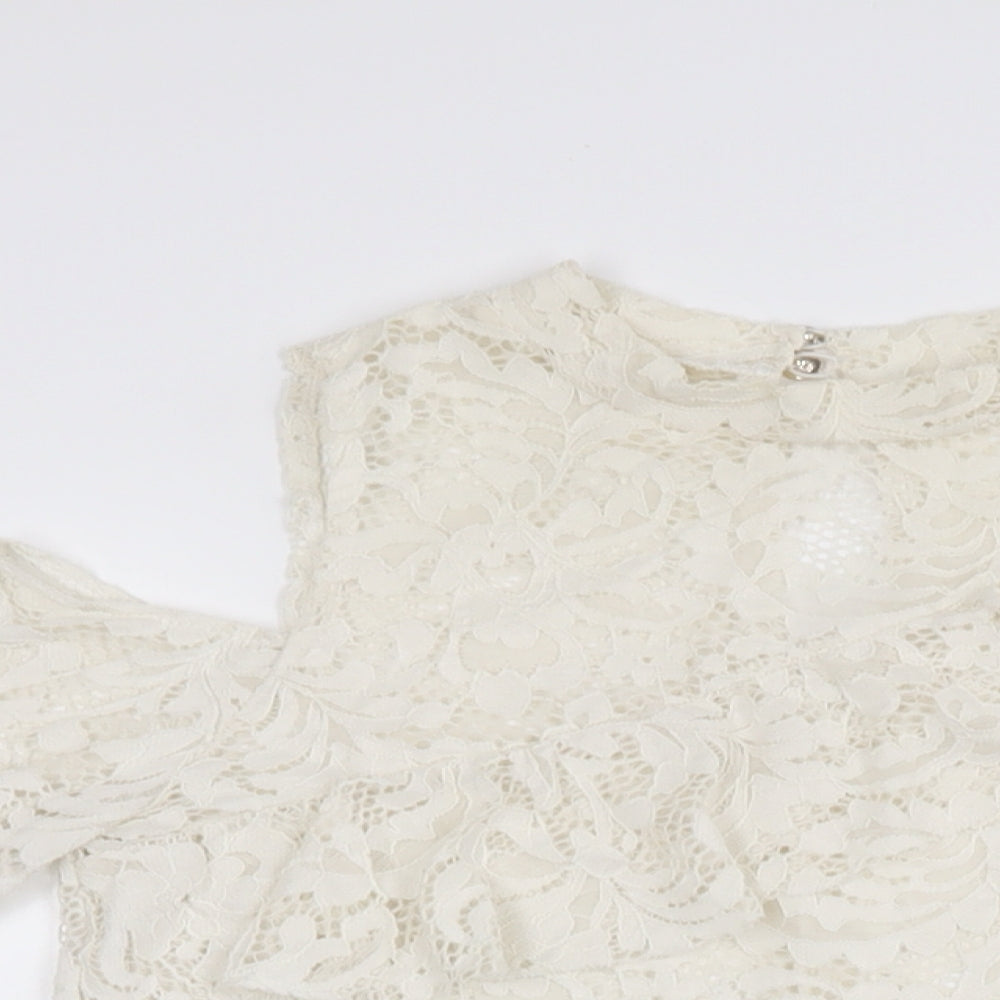 Very Womens White Polyamide Basic T-Shirt Size 12 Round Neck