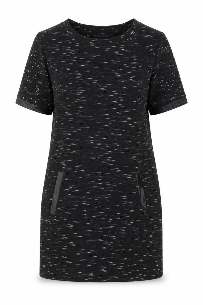 Marks & Spencer Womens Black Geometric Polyester Shift Size 12 Round Neck Pullover