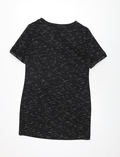 Marks & Spencer Womens Black Geometric Polyester Shift Size 12 Round Neck Pullover