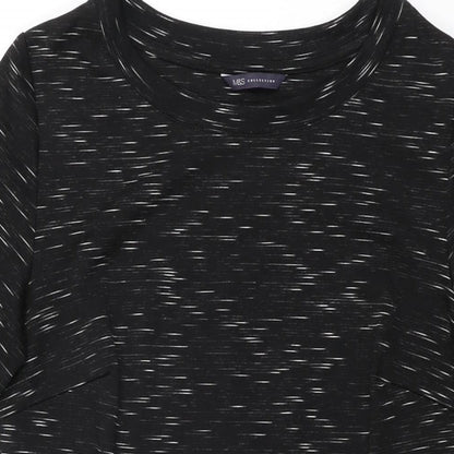 Marks & Spencer Womens Black Geometric Polyester Shift Size 12 Round Neck Pullover