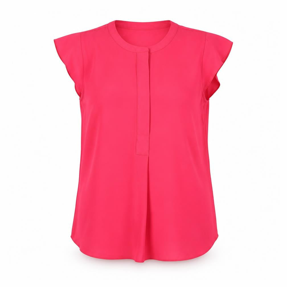 Paraphrase Womens Pink Polyester Basic Blouse Size 10 Round Neck