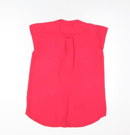 Paraphrase Womens Pink Polyester Basic Blouse Size 10 Round Neck