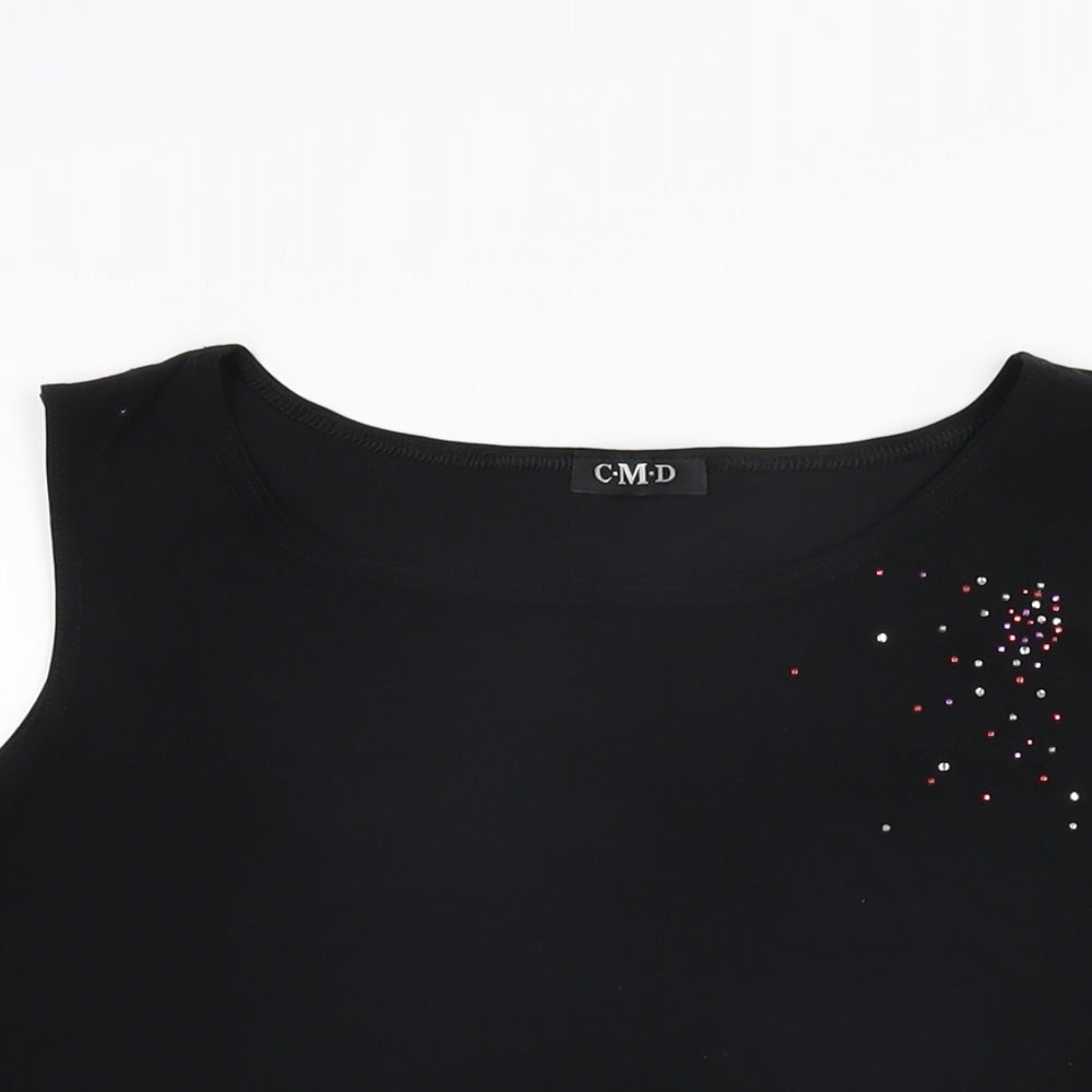 CMD Womens Black Polyester Basic T-Shirt Size XL Round Neck