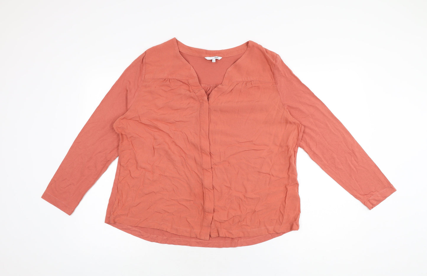 Dash_ Womens Red Viscose Basic Button-Up Size 16 V-Neck