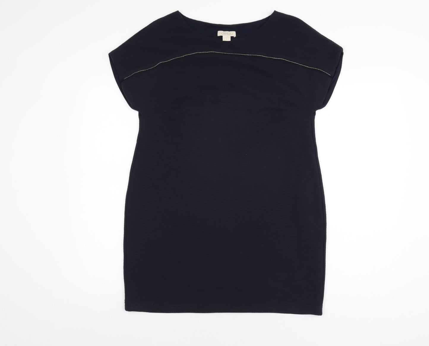 Celuu Womens Blue Viscose Shift Size 12 Boat Neck Pullover
