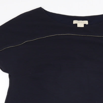 Celuu Womens Blue Viscose Shift Size 12 Boat Neck Pullover