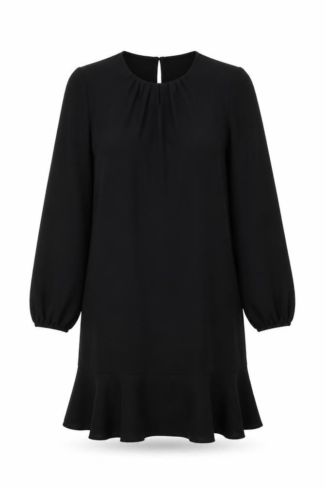 Marks & Spencer Womens Black Polyester Shift Size 10 Round Neck Button