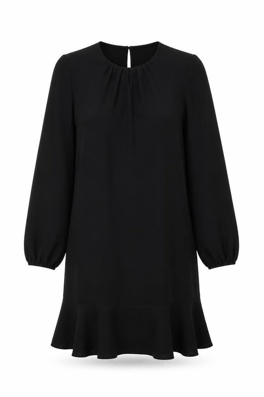 Marks & Spencer Womens Black Polyester Shift Size 10 Round Neck Button