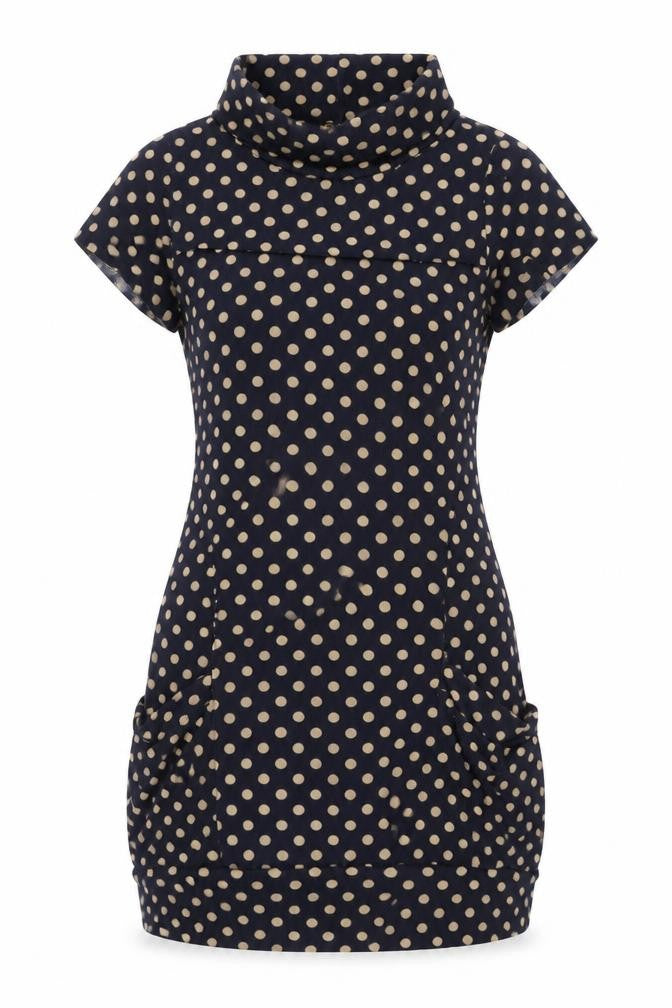 Goldkid Womens Blue Polka Dot Polyester Shift Size L Round Neck Pullover