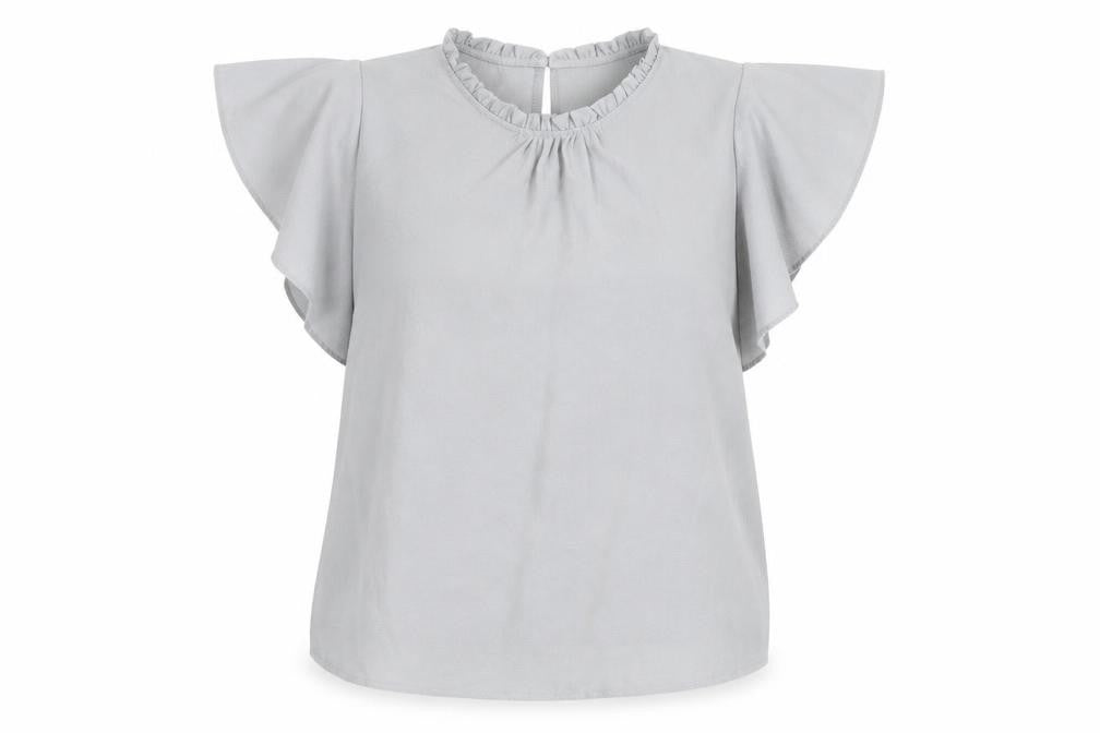 Boohoo Womens Grey Polyester Basic Blouse Size 8 Round Neck