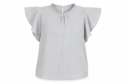 Boohoo Womens Grey Polyester Basic Blouse Size 8 Round Neck