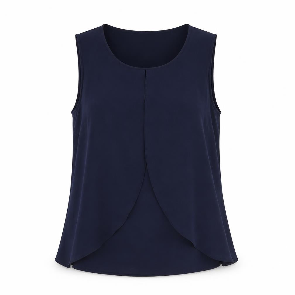M&Co Womens Blue Polyester Basic T-Shirt Size 10 Scoop Neck