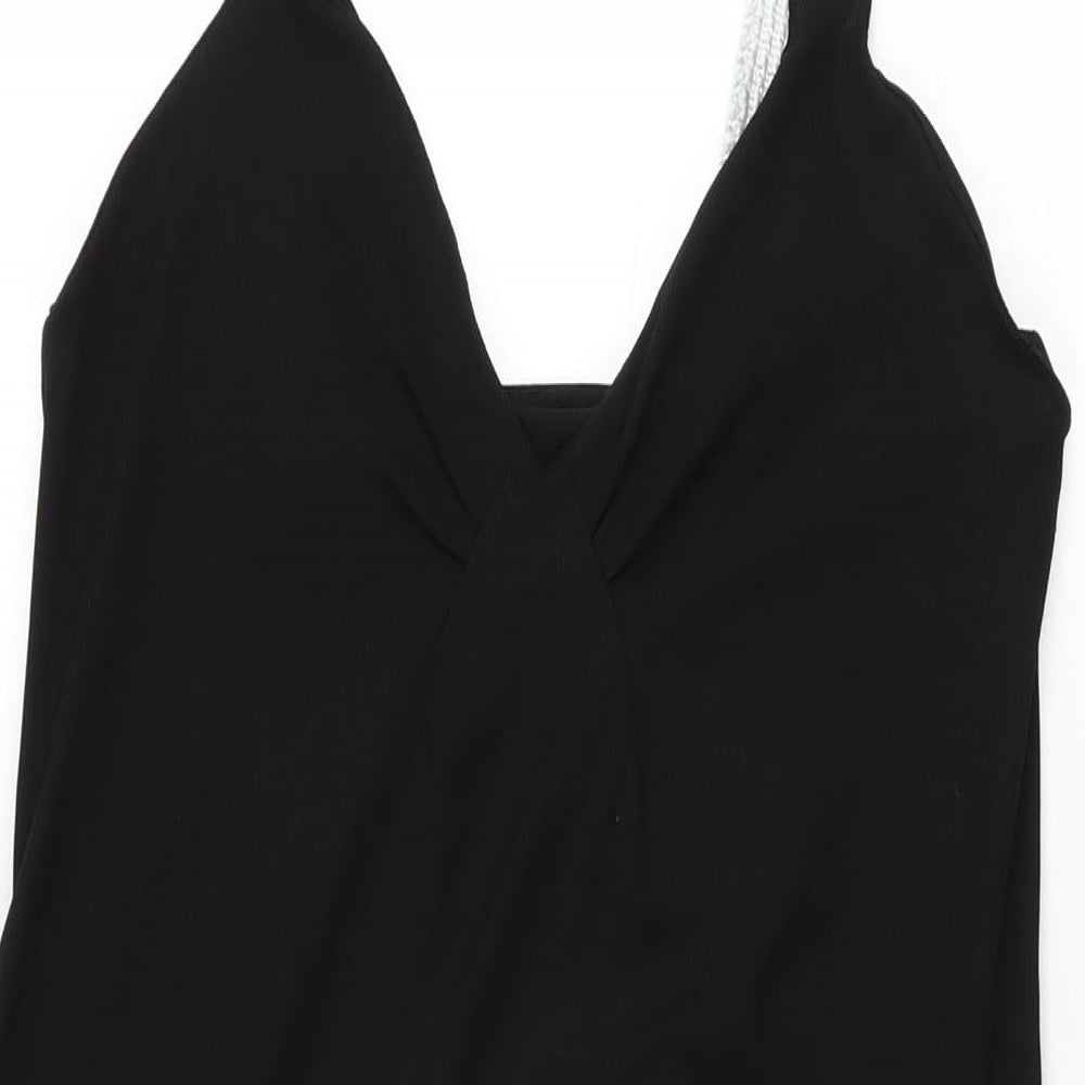 Zara Womens Black Polyester Shift Size S V-Neck Pullover