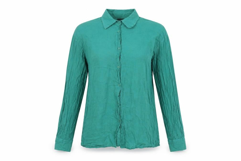 In the Style Womens Green Cotton Basic Button-Up Size 8 Collared