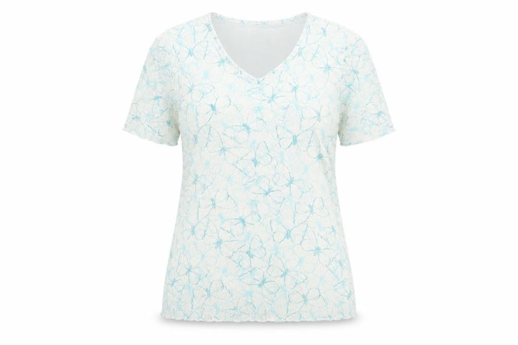 TIGI Womens White Geometric Polyester Basic T-Shirt Size 10 V-Neck - Size 10-12
