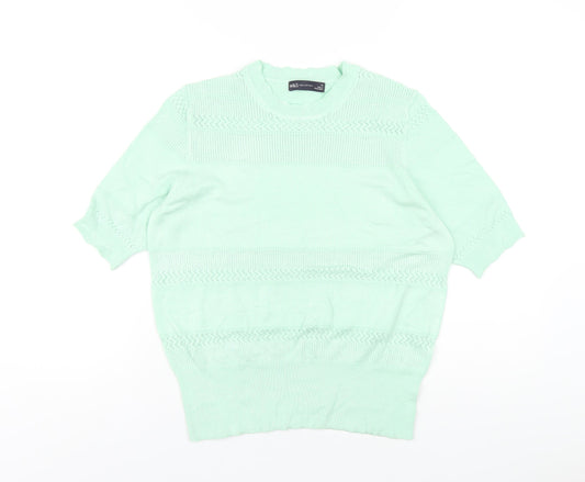 Marks and Spencer Womens Green Crew Neck Viscose Pullover Jumper Size 14