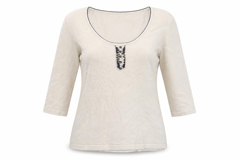 Alex & Co Womens Beige Scoop Neck Viscose Pullover Jumper Size 14