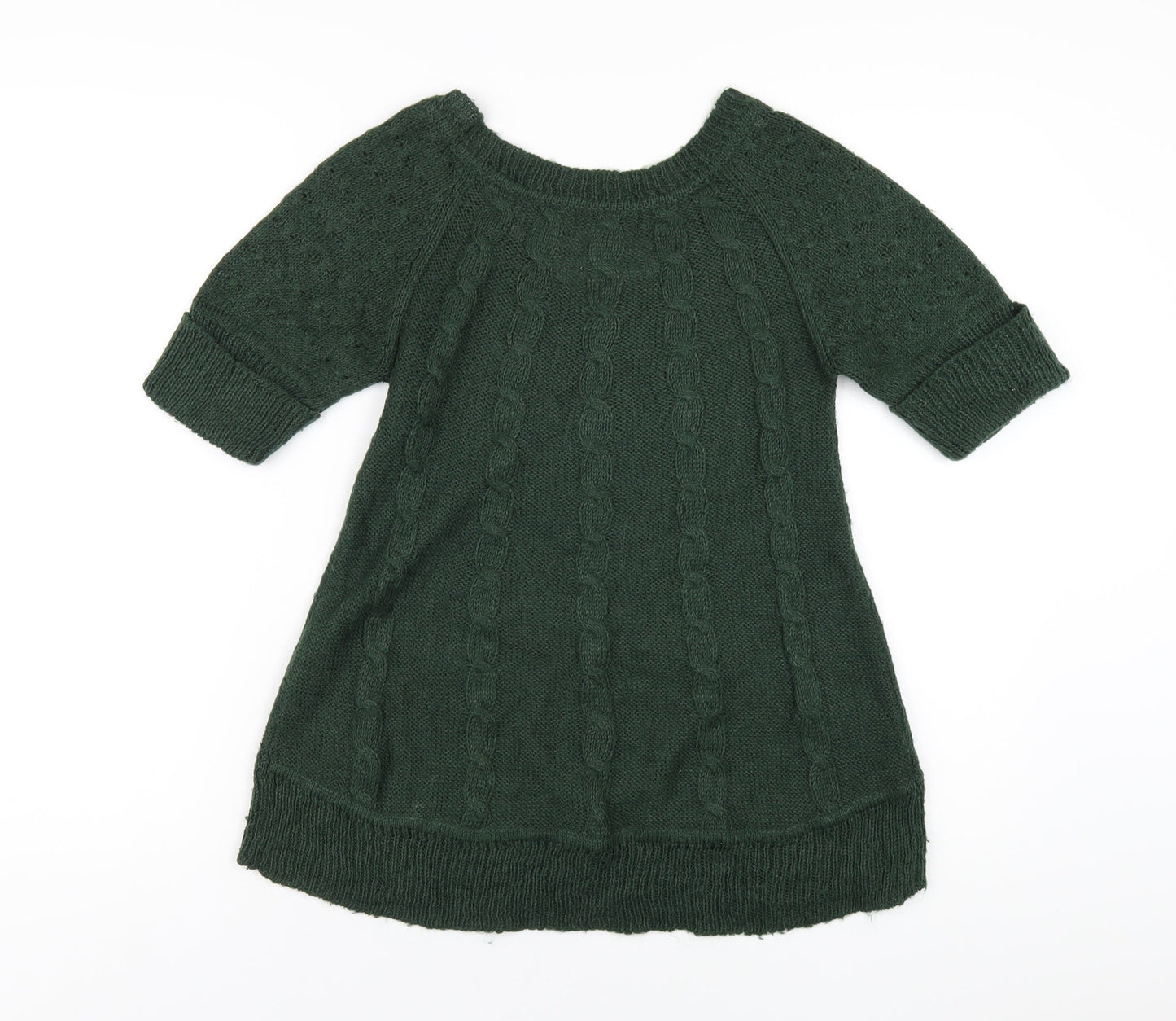 Mango Womens Green V-Neck Acrylic Pullover Jumper Size S