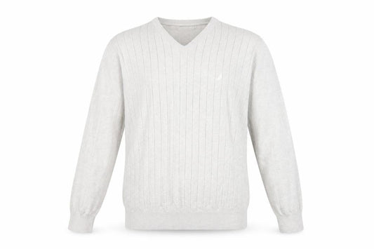 Nautica Mens Beige V-Neck Cotton Pullover Jumper Size XL Long Sleeve