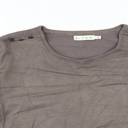 Micha Womens Brown Scoop Neck Viscose Pullover Jumper Size XL
