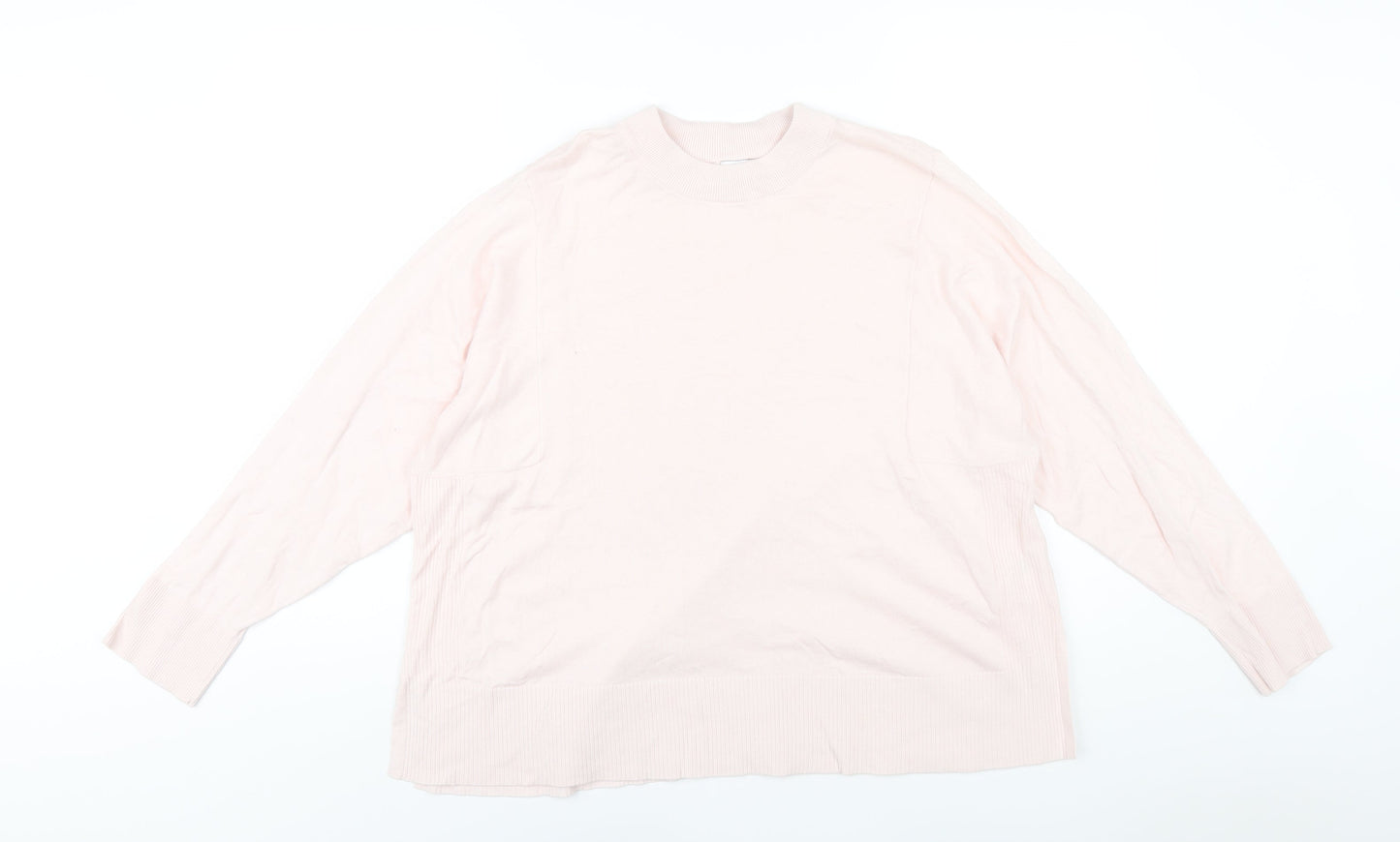 Kin Womens Pink Crew Neck Cotton Pullover Jumper Size S