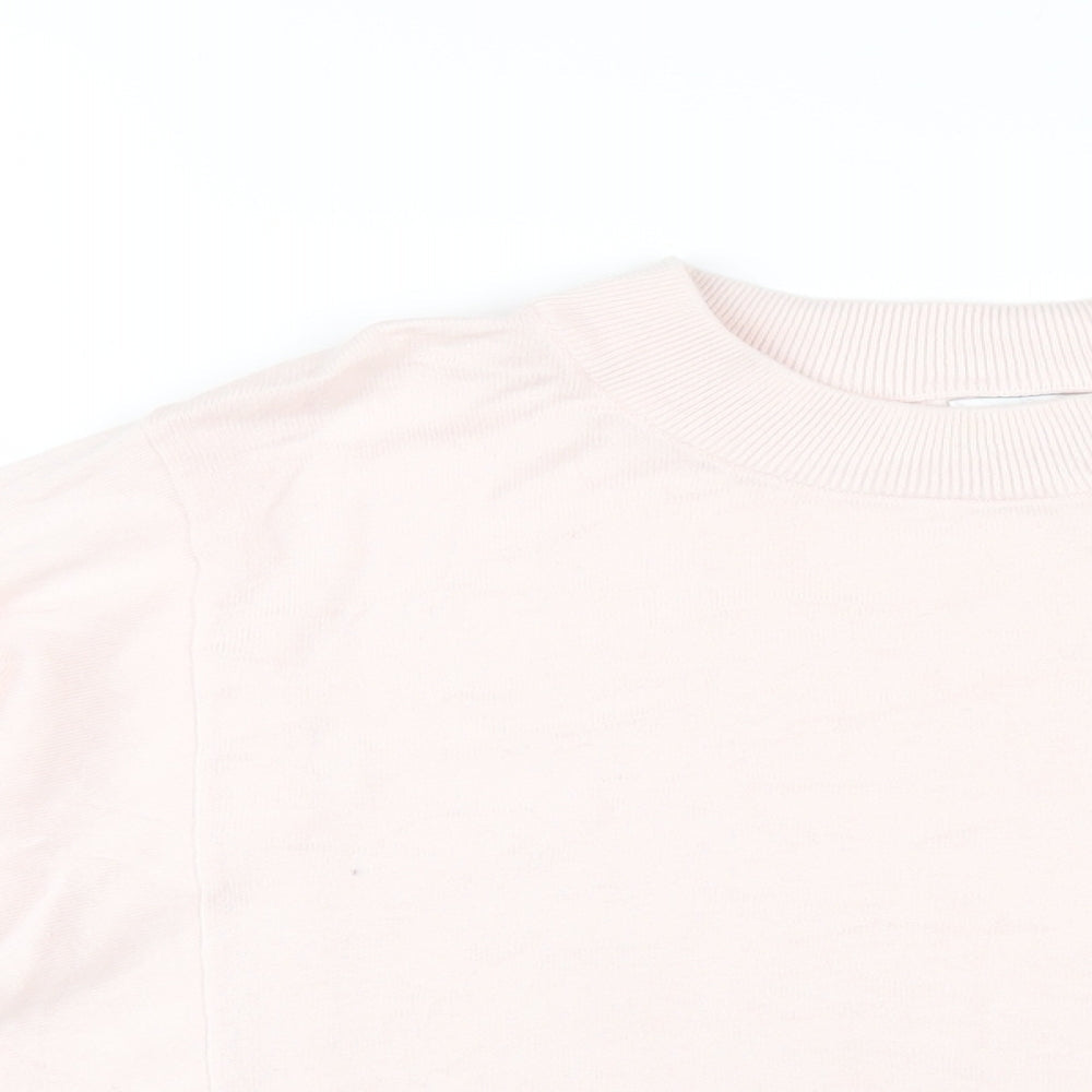 Kin Womens Pink Crew Neck Cotton Pullover Jumper Size S