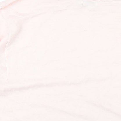 Brand and care label for Kin women’s pink crew neck cotton jumper, size S