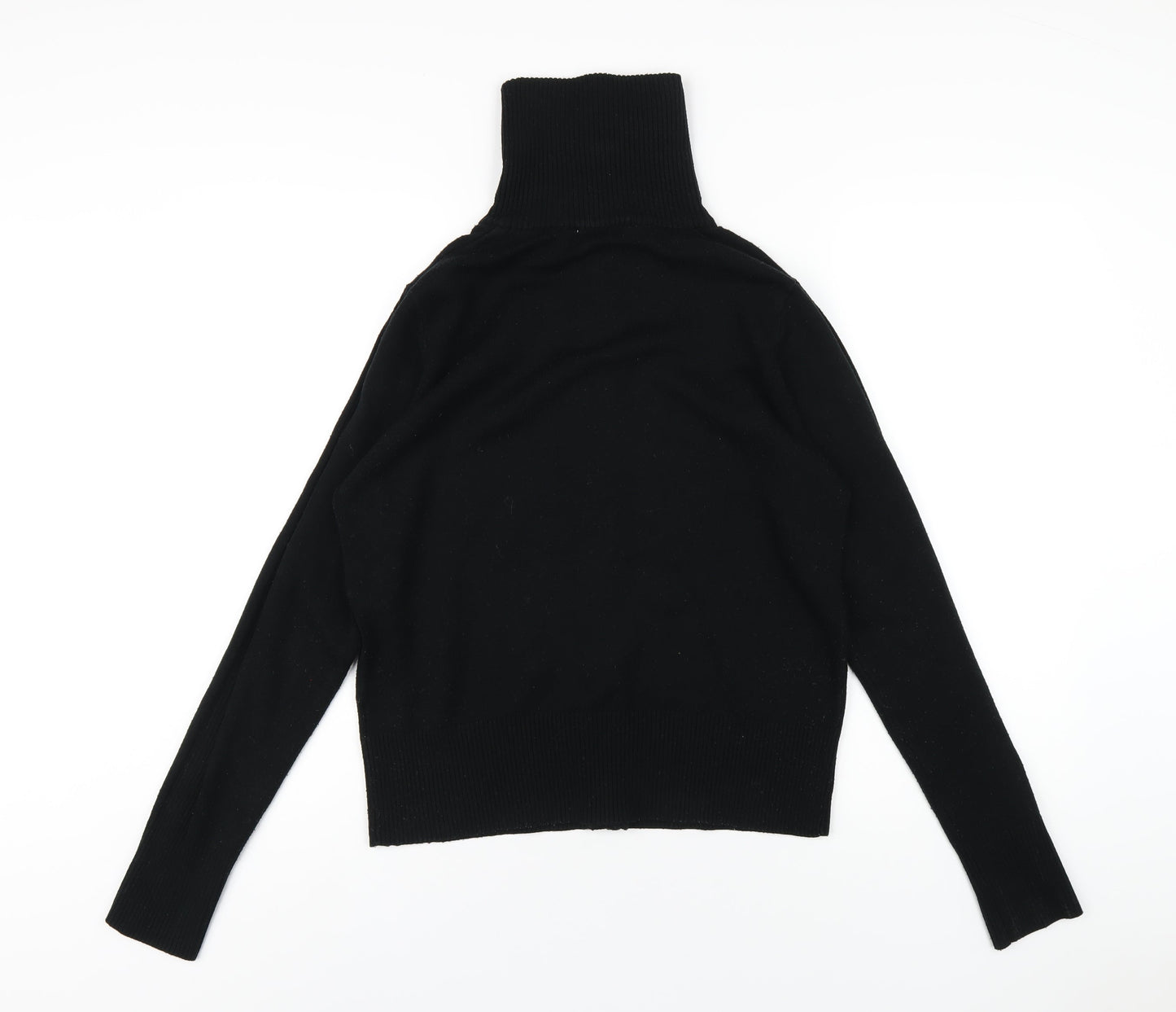 MK One Womens Black High Neck Acrylic Full Zip Jumper Size 16