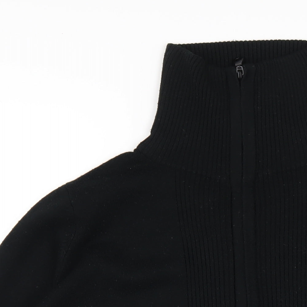 MK One Womens Black High Neck Acrylic Full Zip Jumper Size 16