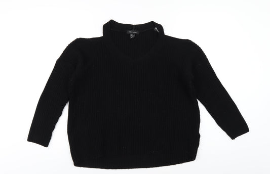 New Look Womens Black Round Neck Acrylic Pullover Jumper Size S - cold Shoulder