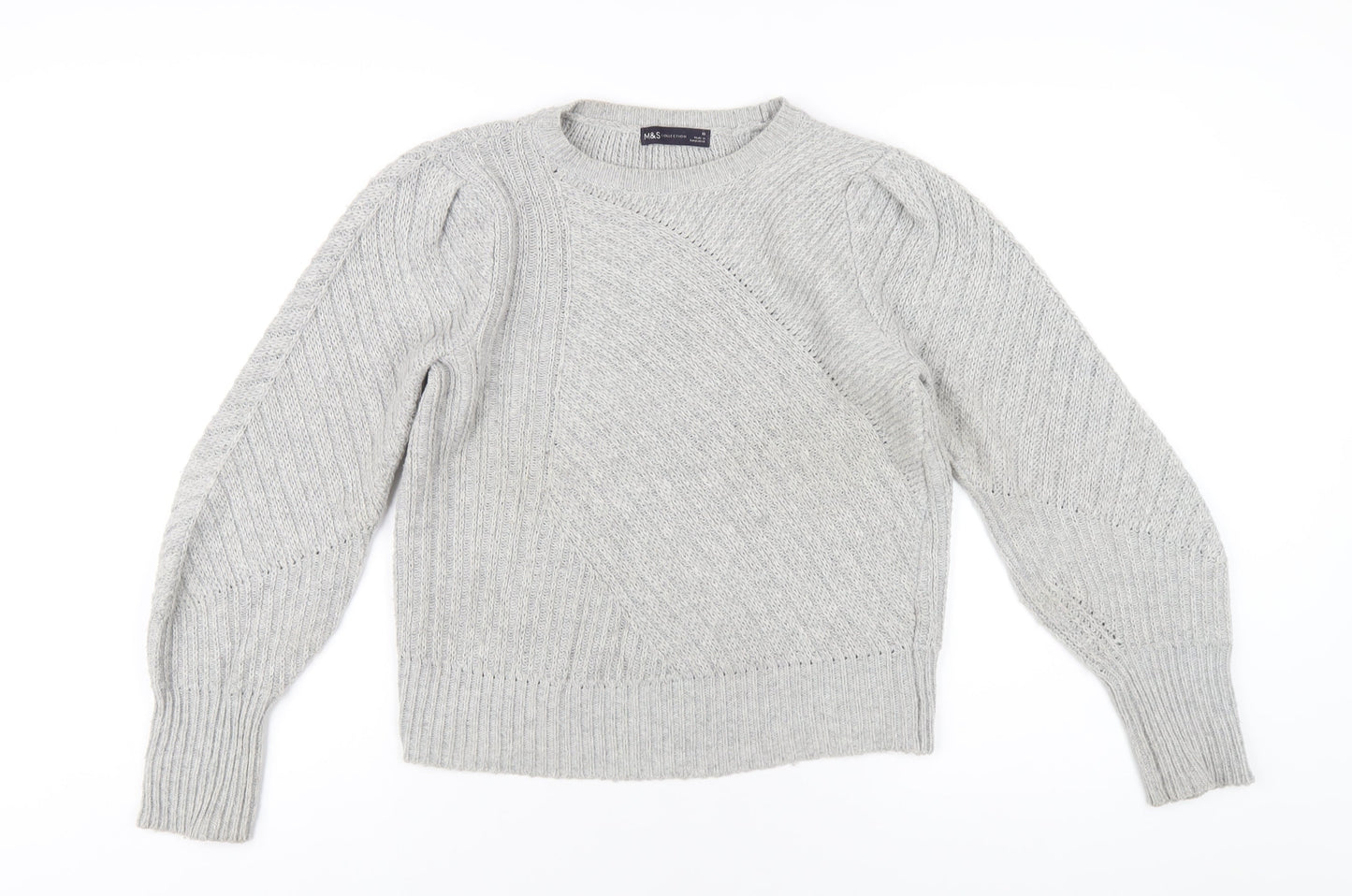 Marks and Spencer Womens Grey Crew Neck Polyester Pullover Jumper Size 10