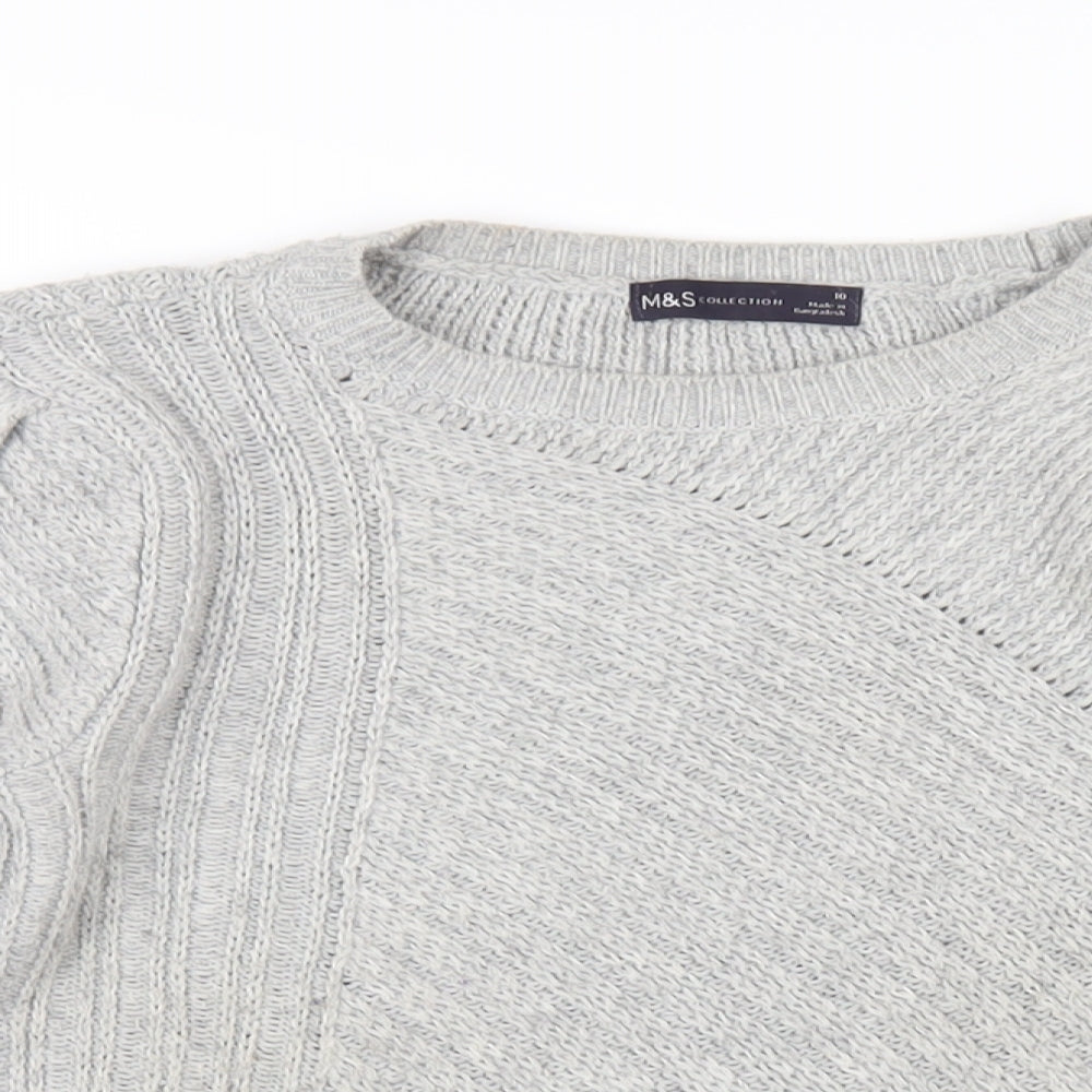Marks and Spencer Womens Grey Crew Neck Polyester Pullover Jumper Size 10