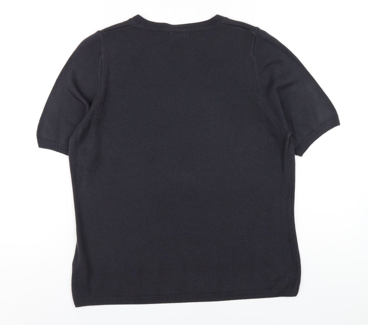 Classic Womens Blue Round Neck Acrylic Pullover Jumper Size 16