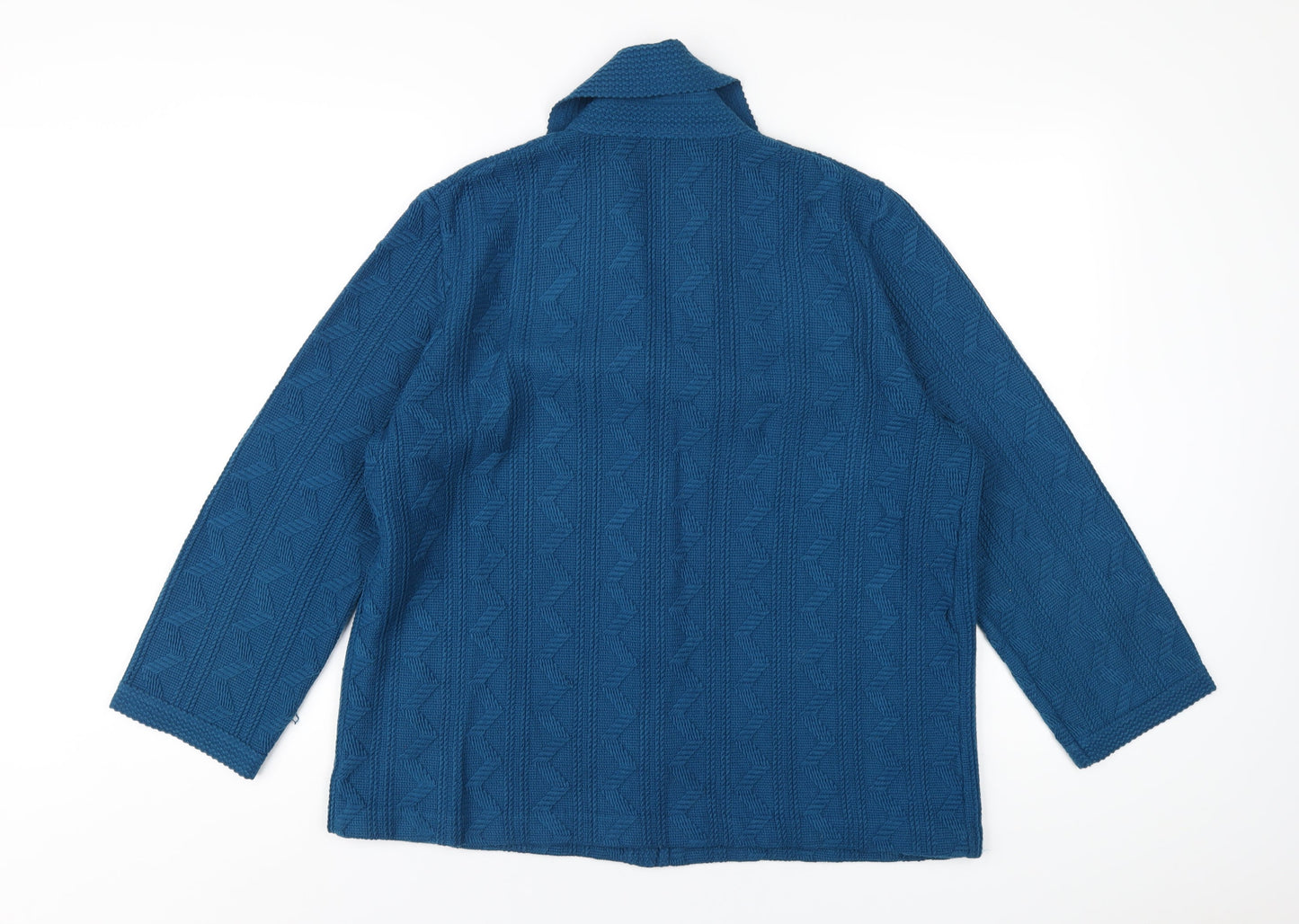 Christin Michaels Womens Blue Collared Acrylic Cardigan Jumper Size 18