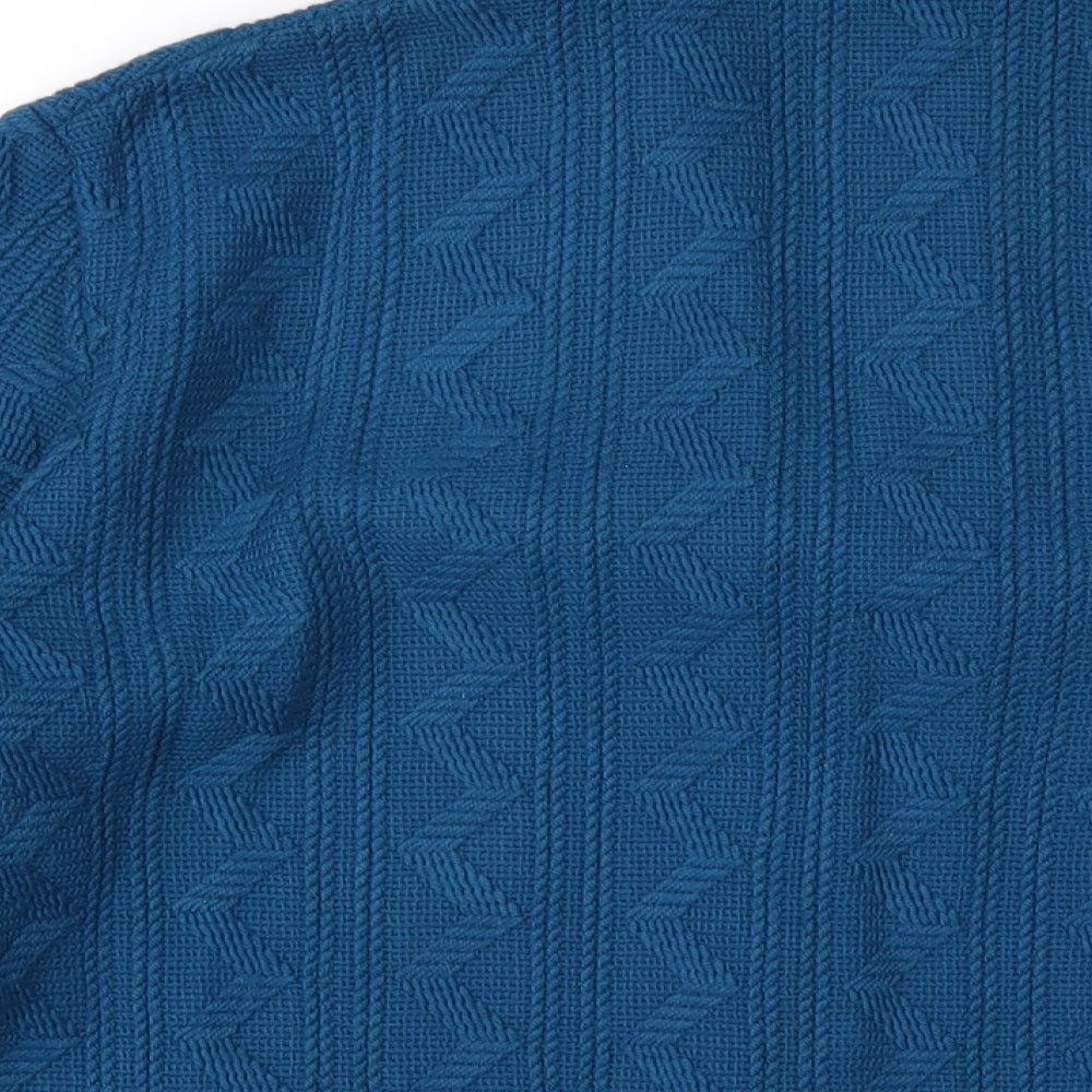 Christin Michaels Womens Blue Collared Acrylic Cardigan Jumper Size 18