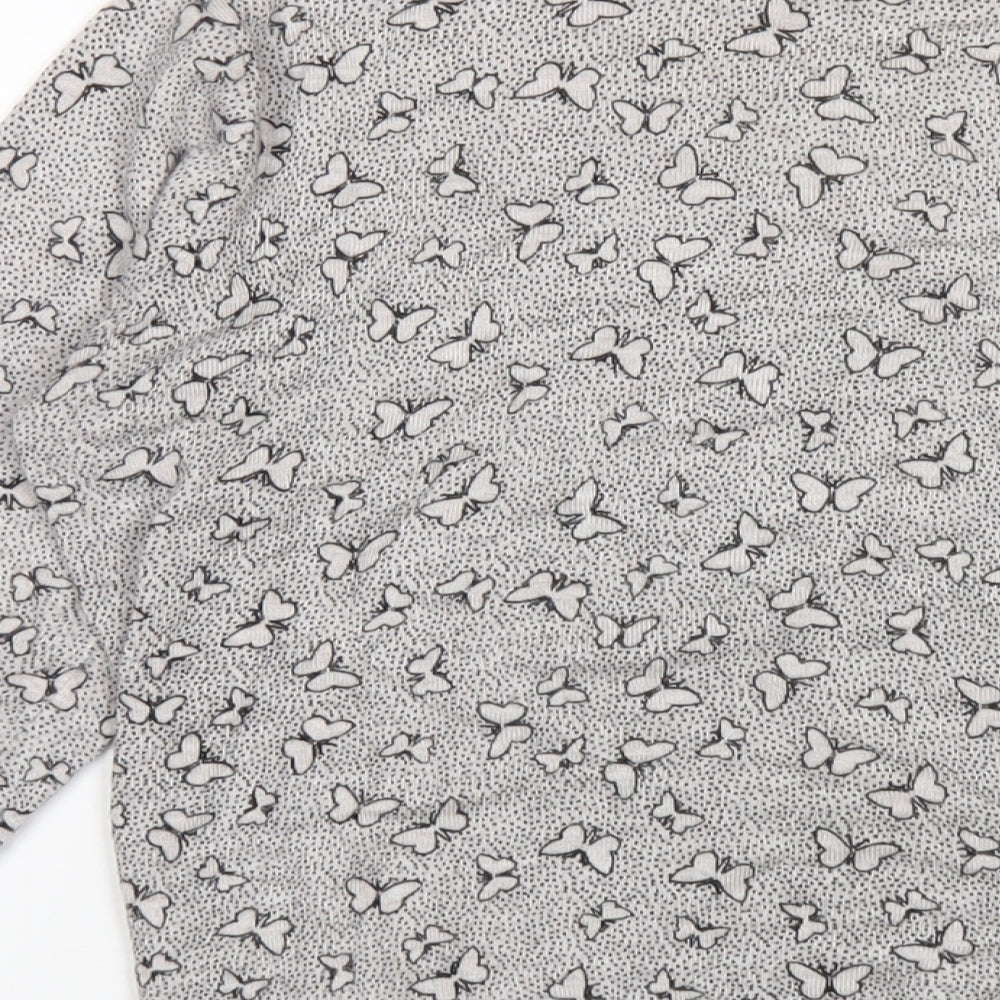 Marks and Spencer Womens Grey Round Neck Geometric Viscose Pullover Jumper Size 12