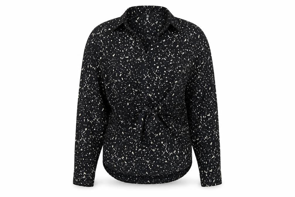 Missguided Womens Black Geometric Polyester Basic Blouse Size 8 Collared