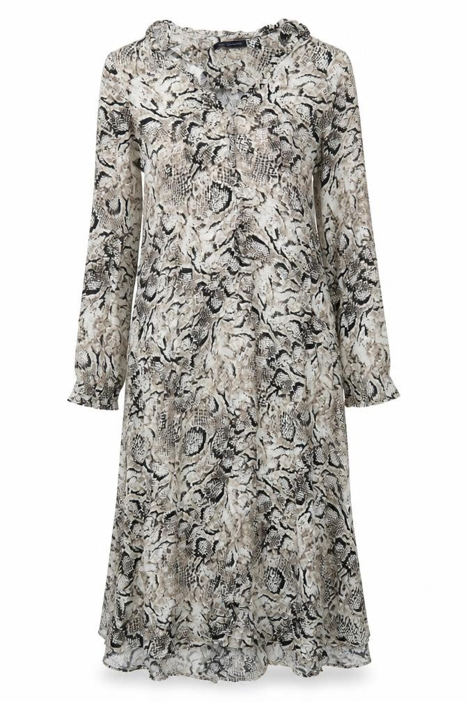 Marks & Spencer Womens Grey Animal Print Viscose A-Line Size M V-Neck Pullover - Snake Print
