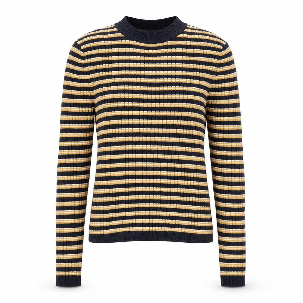 Sybilla Womens Yellow Mock Neck Striped Viscose Pullover Jumper Size S