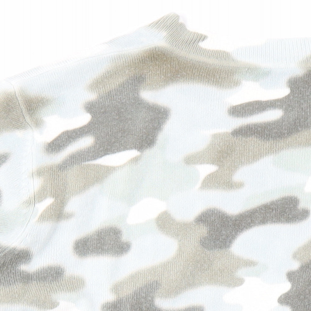 Marks and Spencer Womens Green V-Neck Camouflage Acrylic Pullover Jumper Size L