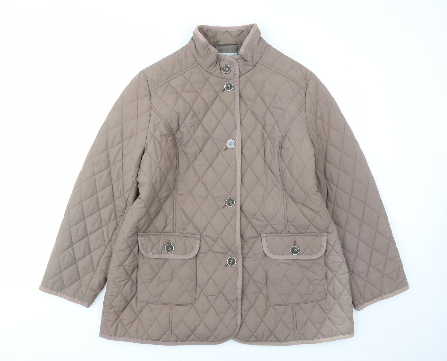 Marks and Spencer Womens Brown Quilted Coat Size 18 Button