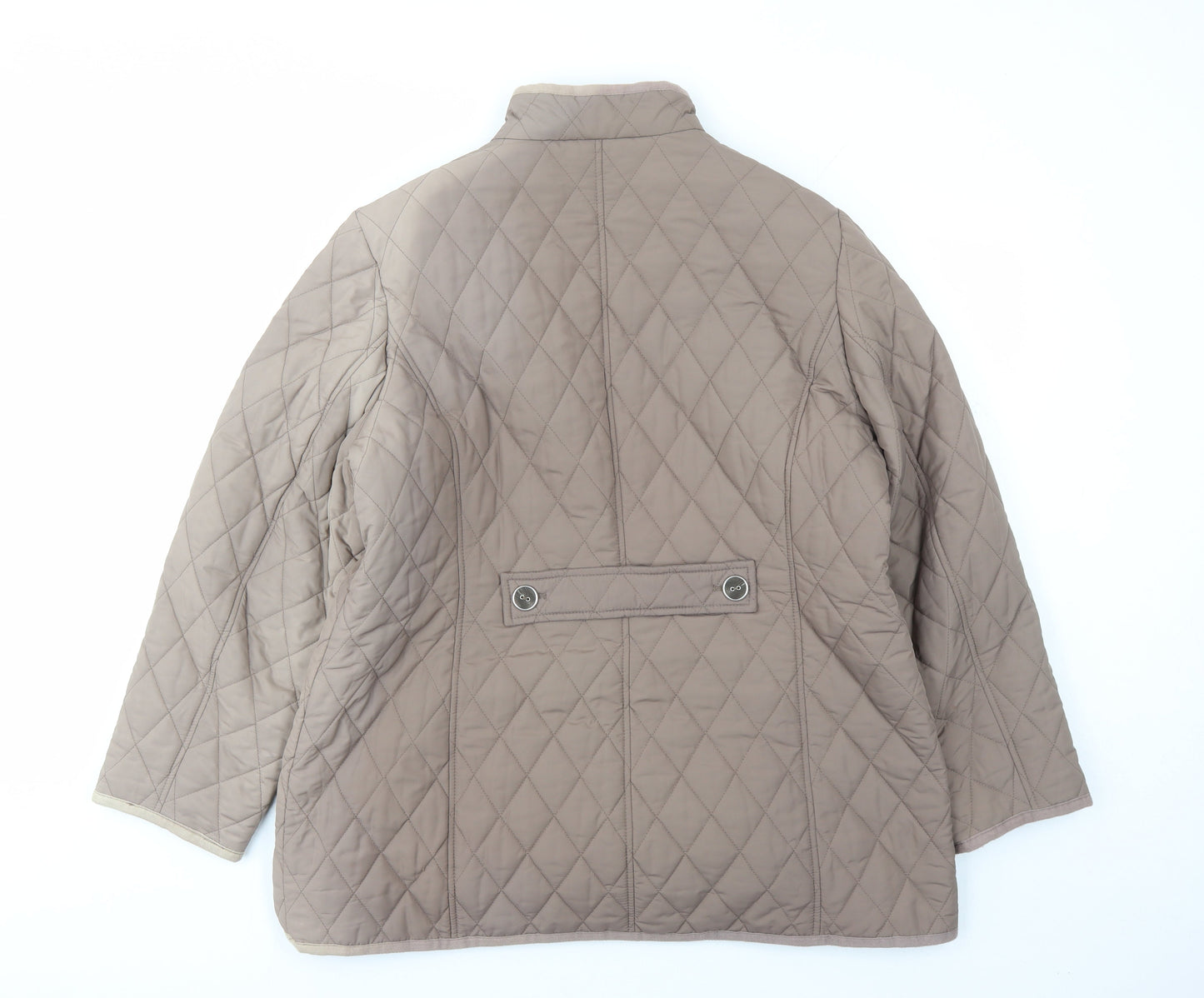 Marks and Spencer Womens Brown Quilted Coat Size 18 Button
