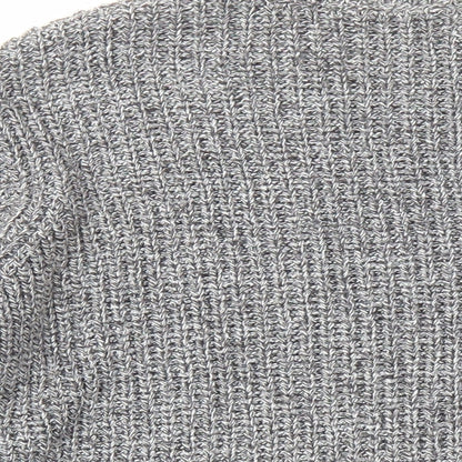 H&M Womens Grey Round Neck Cotton Pullover Jumper Size M - Zip Detail