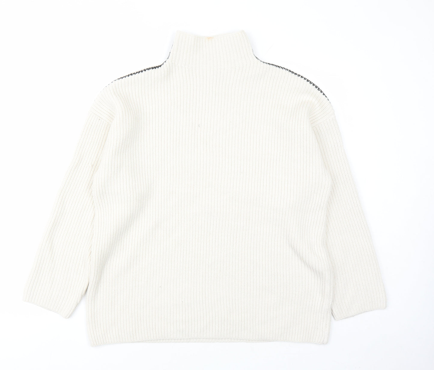 marks and Womens Beige High Neck Polyester Pullover Jumper Size L