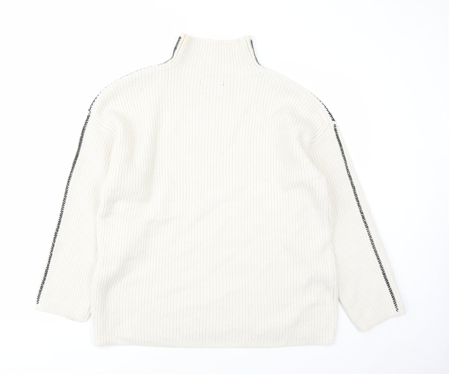 marks and Womens Beige High Neck Polyester Pullover Jumper Size L
