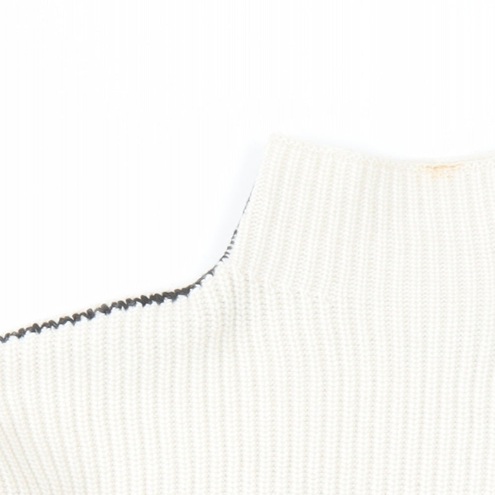 marks and Womens Beige High Neck Polyester Pullover Jumper Size L